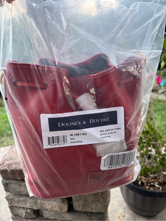 Dooney & Bourke Handbags - Dooney & Bourke Florentine Leather Drawstring Bucket Shoulder Red Handbag NWT